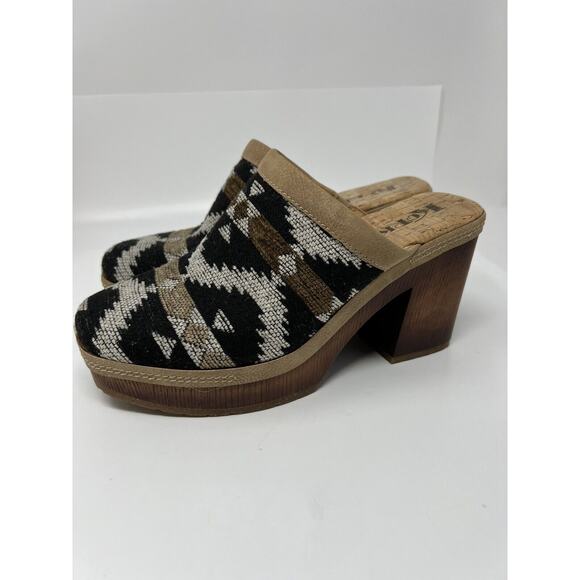 Korks Kork Ease Lori Slip On Fabric Aztec Clog Mule Block Heel Platform Shoes 7 - Picture 2 of 8